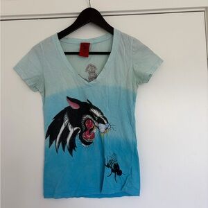 Graphic Blue V-Neck Short Sleeve Tee